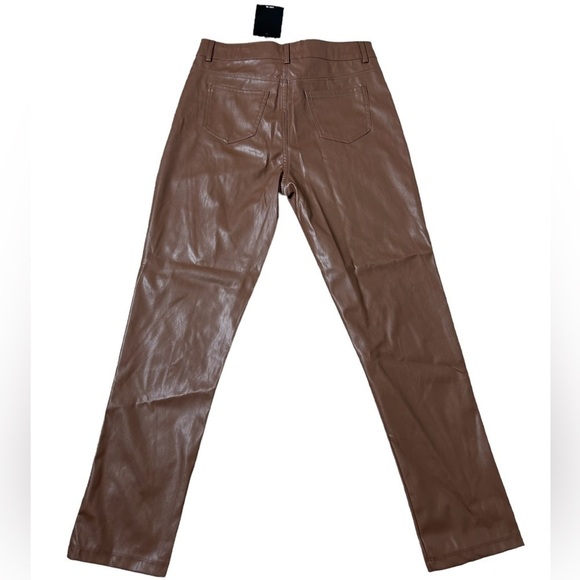 2/$30 Shinestar Brown High Waist Perfect Fit Faux Leather Vegan Skinny Pant XL - Picture 12 of 16